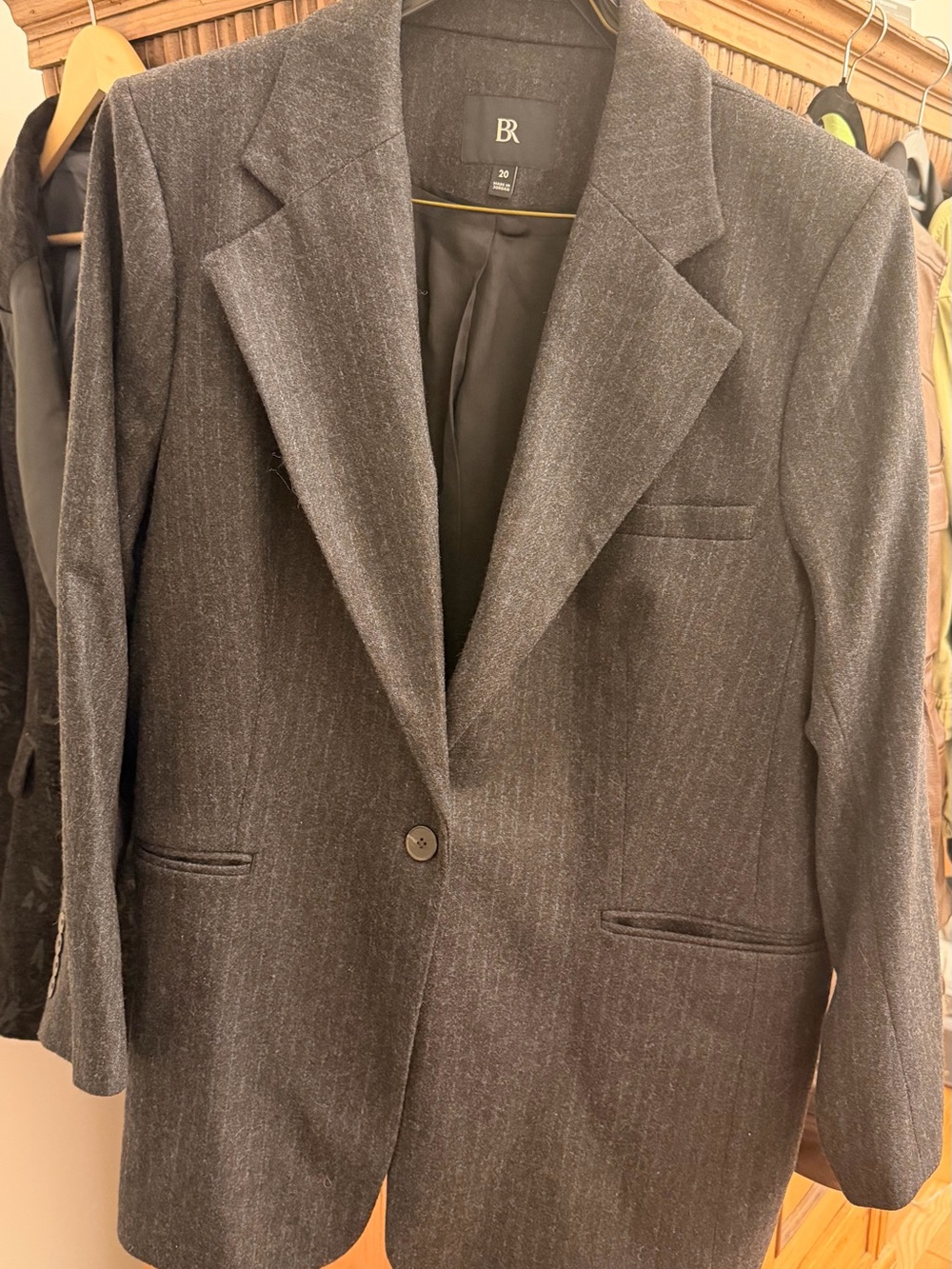 NWOT Banana Republic Charcoal Pinstripe Women's Single-Button Blazer